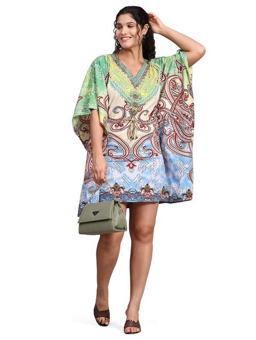 v-neck printed kaftan dress - 20189619 - Very Small Image - 1
