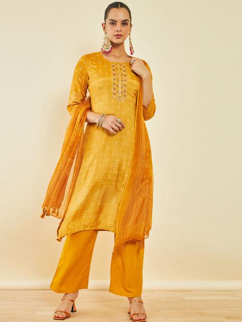 embroidered kurta palazzo set with dupatta - 20189711 - Very Small Image - 1