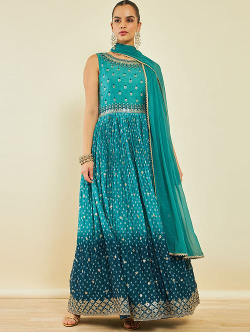 women ombre embellished gown set - 20189732 - Very Small Image - 1