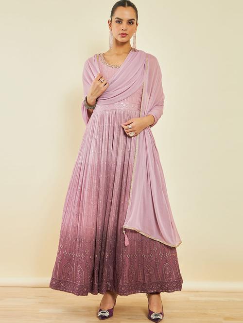 women mauve ombre embellished gown set - 20189734 - Very Small Image - 1