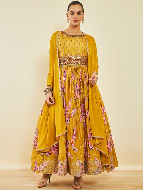 women mustard round neck suit set - 20189738 - Very Small Image - 1