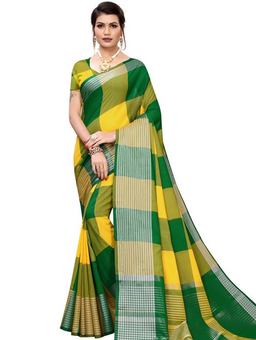 check printed saree - 20190199 - Very Small Image - 1