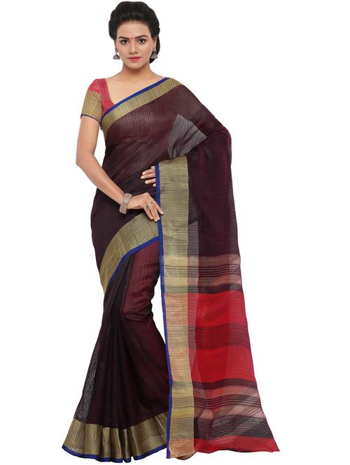solid bordered saree with blouse - 20190221 - Very Small Image - 1