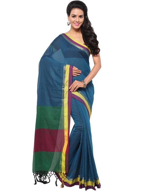 blue self design woven saree with blouse - 20190225 - Very Small Image - 1