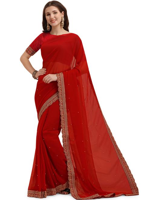 embroidered saree with blouse - 20190280 - Very Small Image - 1