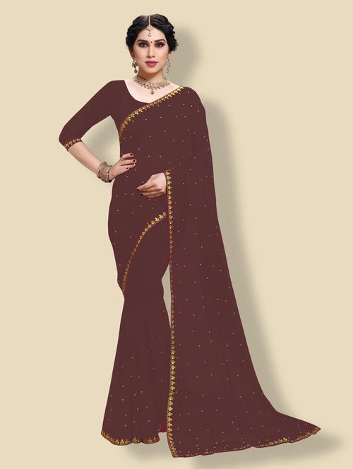 embroidered saree with blouse - 20190292 - Very Small Image - 1