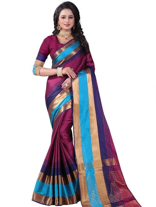striped maheshwari saree with blouse - 20190357 - Very Small Image - 1