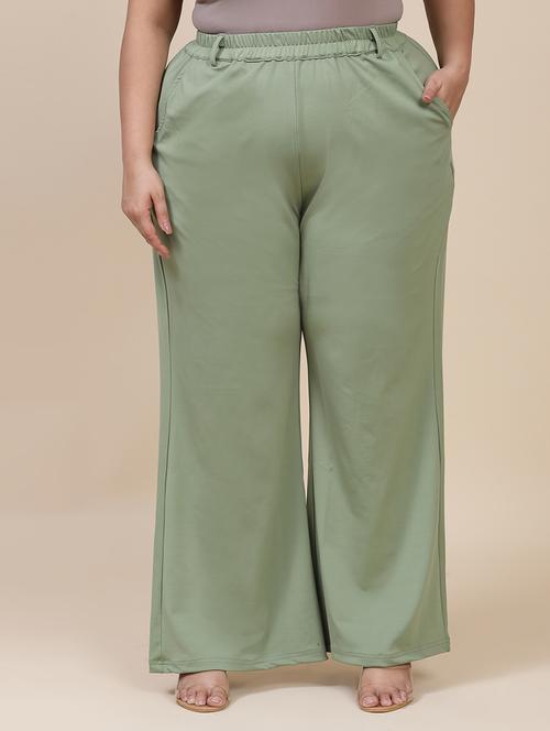 plus size green solid full length trouser - 20190423 - Very Small Image - 1