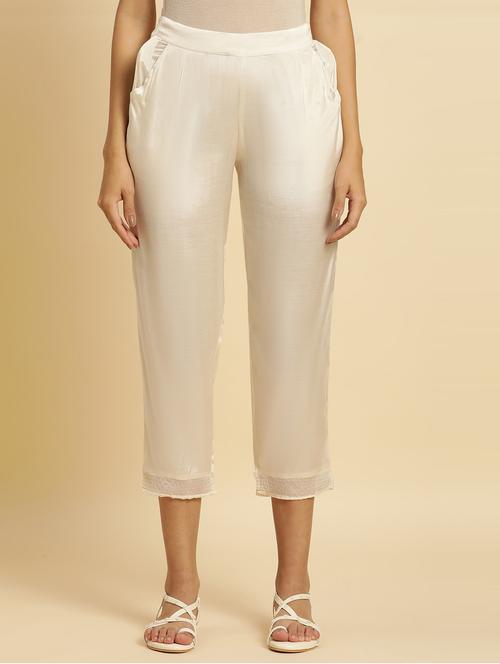 cream viscose crop pants trouser - 20190896 - Very Small Image - 1
