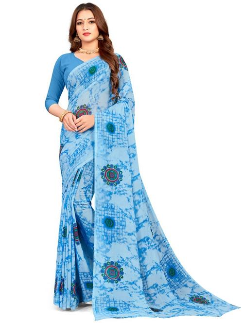 printed saree with blouse - 20191023 - Very Small Image - 1