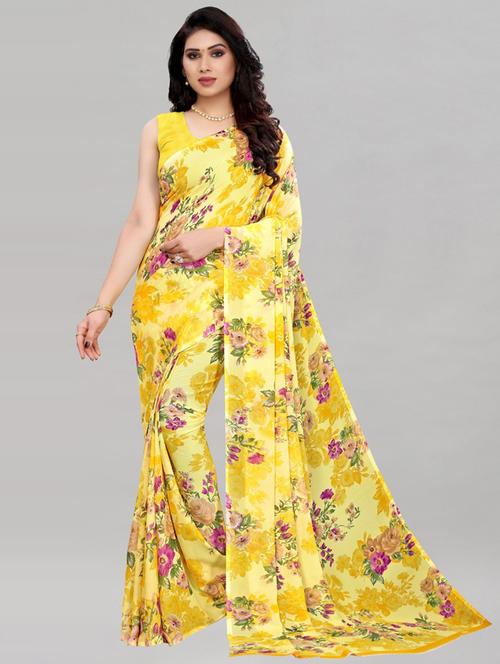 floral printed saree with blouse - 20191368 - Very Small Image - 1