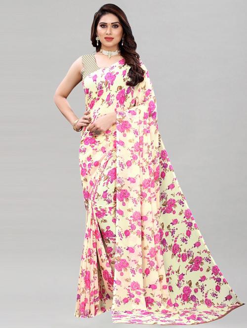 floral printed saree with blouse - 20191372 - Very Small Image - 1