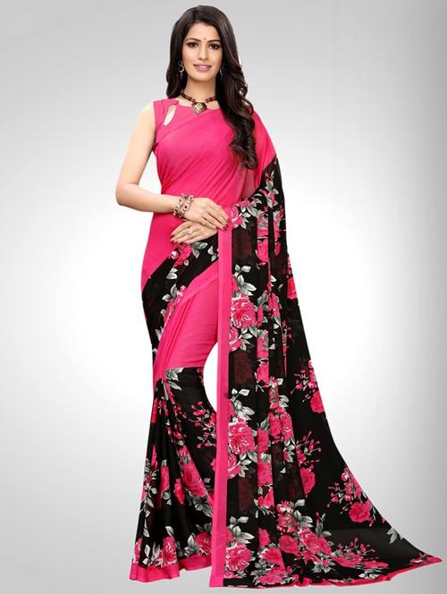 floral printed saree with blouse - 20191377 - Very Small Image - 1