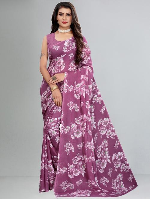 floral printed saree with blouse - 20191390 - Very Small Image - 1
