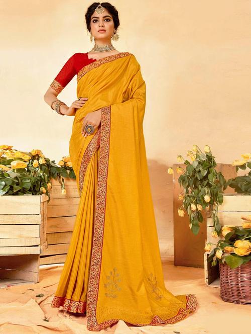 yellow self design woven saree with blouse - 20191463 - Very Small Image - 1