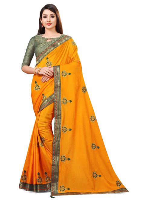 yellow self design woven saree with blouse - 20191484 - Very Small Image - 1