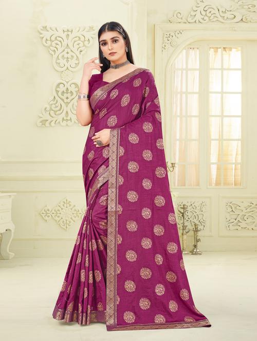 purple floral printed saree with blouse - 20191493 - Very Small Image - 1
