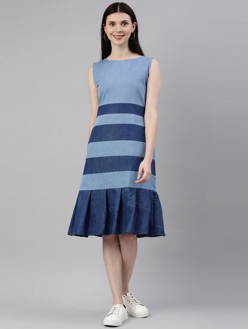 color blocked drop waist dress - 20192924 - Very Small Image - 1