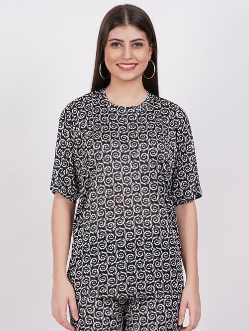 round neck printed oversized t-shirt - 20192953 - Very Small Image - 1