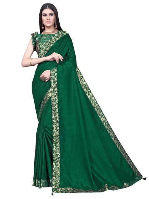 lace bordered solid saree with blouse - 20193121 - Very Small Image - 1