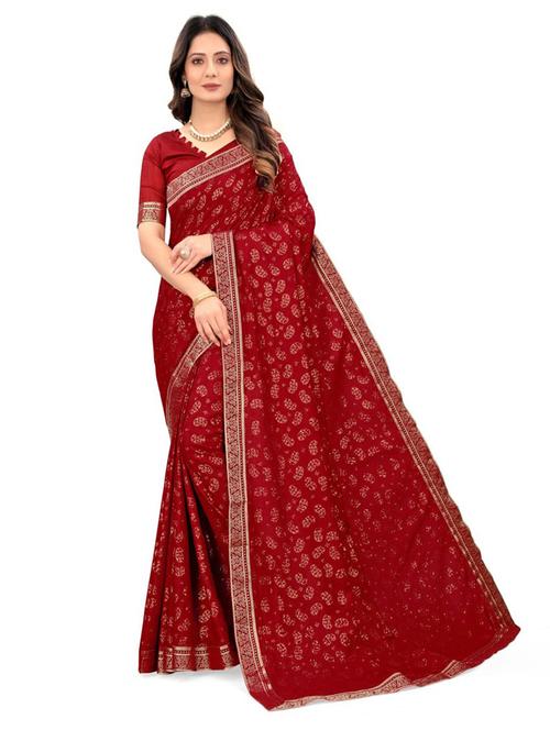 foil printed saree with blouse - 20193135 - Very Small Image - 1