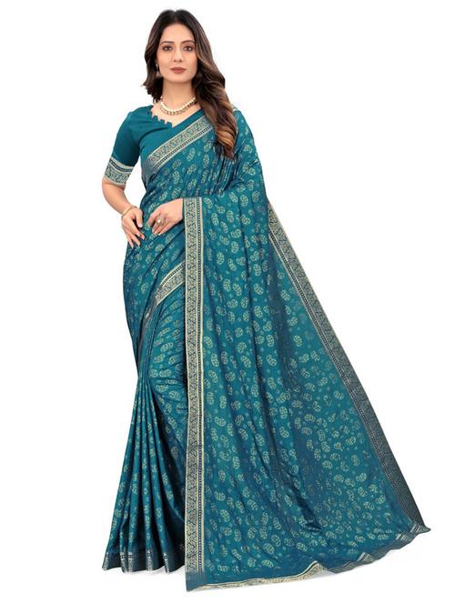 foil printed saree with blouse - 20193136 - Very Small Image - 1