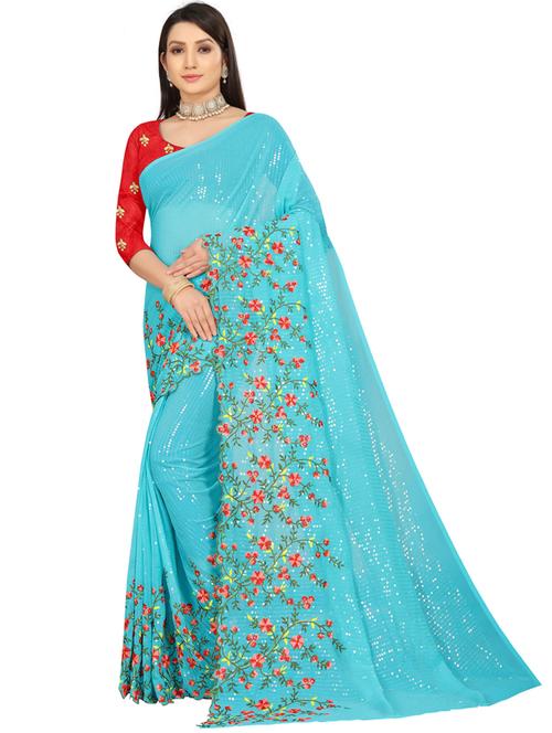 embroidered saree with blouse - 20193206 - Very Small Image - 1