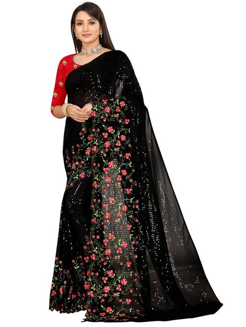 embroidered saree with blouse - 20193207 - Very Small Image - 1