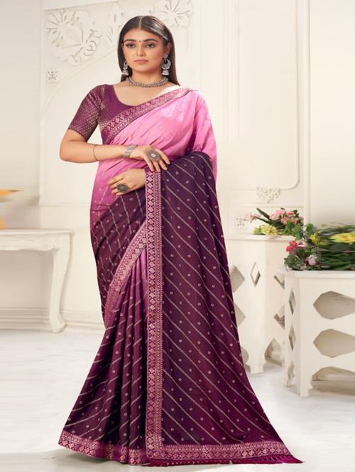 printed saree with blouse - 20193208 - Very Small Image - 1