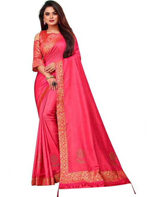 lace bordered solid saree with blouse - 20193222 - Very Small Image - 1