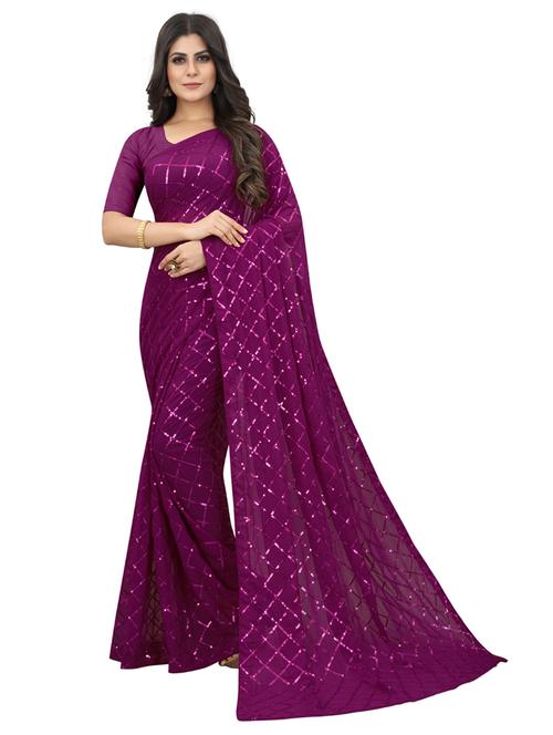 tonal sequins work saree with blouse - 20193260 - Very Small Image - 1