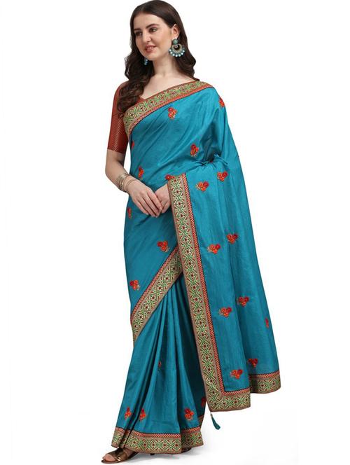 embroidered saree with blouse - 20193281 - Very Small Image - 1
