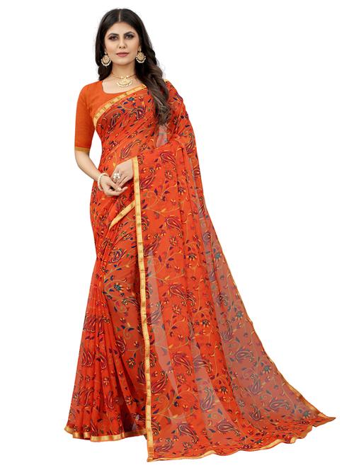 paisley printed saree with blouse - 20193309 - Very Small Image - 1