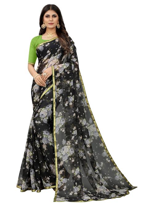 floral printed saree with blouse - 20193314 - Very Small Image - 1