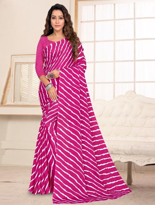 leheriya printed saree with blouse - 20193340 - Very Small Image - 1