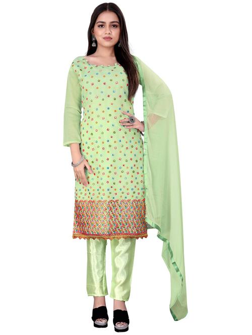 embroidered unstitched salwar suit set - 20193343 - Very Small Image - 1