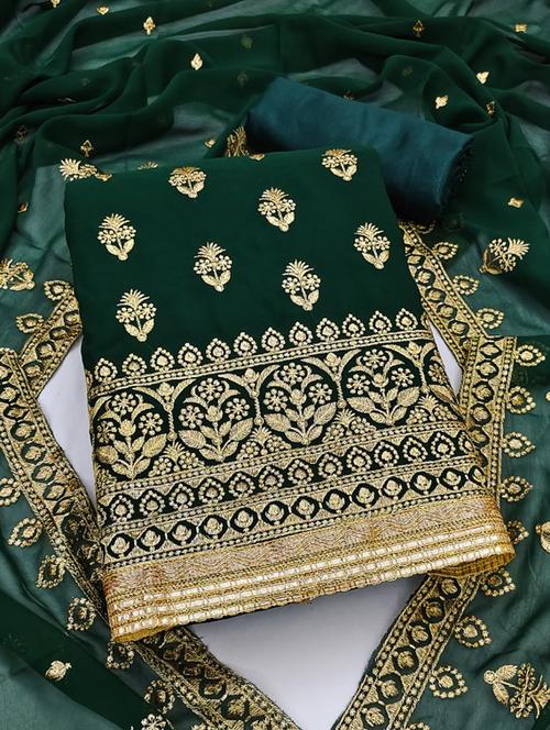 embroidered unstitched salwar suit set - 20193348 - Very Small Image - 1
