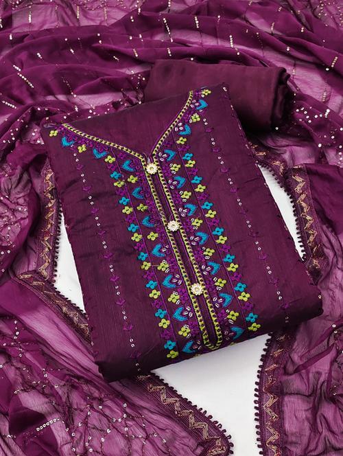 embroidered unstitched suit set - 20193365 - Very Small Image - 1