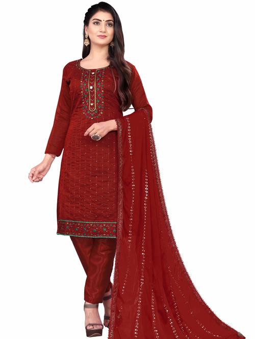 embroidered unstitched suit set - 20193373 - Very Small Image - 1