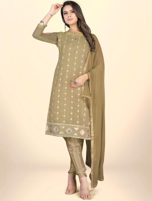 embroidered unstitched suit set - 20193388 - Very Small Image - 1