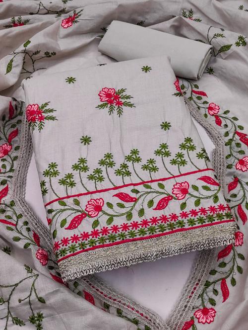 embroidered unstitched salwar suit set - 20193393 - Very Small Image - 1