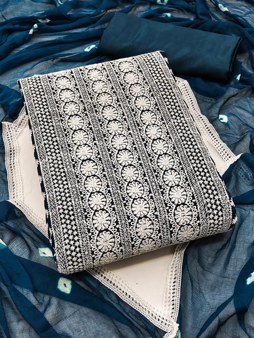 embroidered unstitched salwar suit set - 20193440 - Very Small Image - 1
