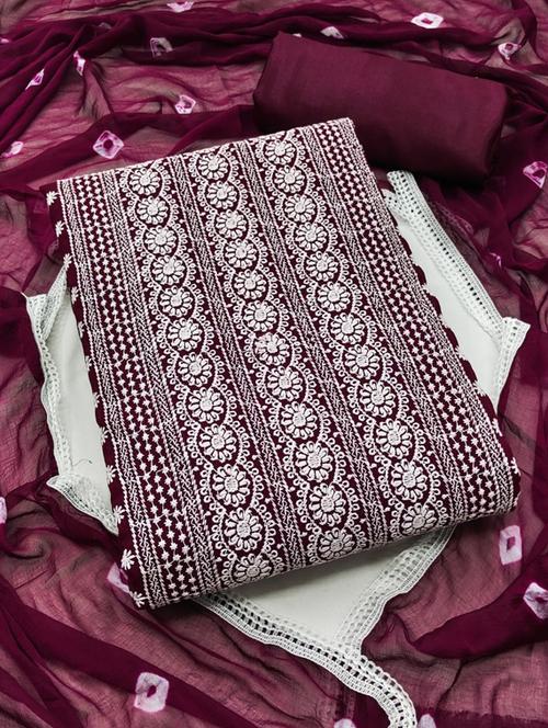 embroidered unstitched suit set - 20193443 - Very Small Image - 1