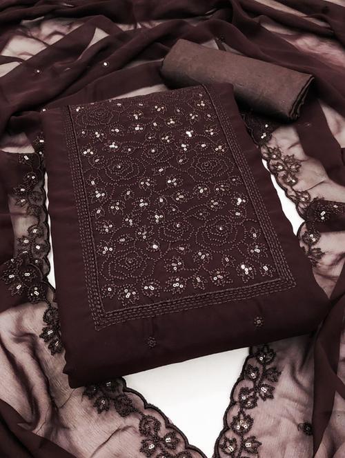 embroidered unstitched suit set - 20193448 - Very Small Image - 1