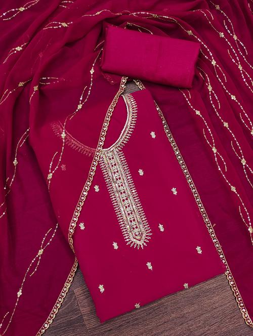 embroidered unstitched salwar suit set - 20193455 - Very Small Image - 1