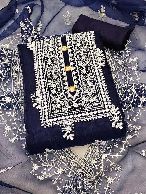 embroidered unstitched suit set - 20193466 - Very Small Image - 1