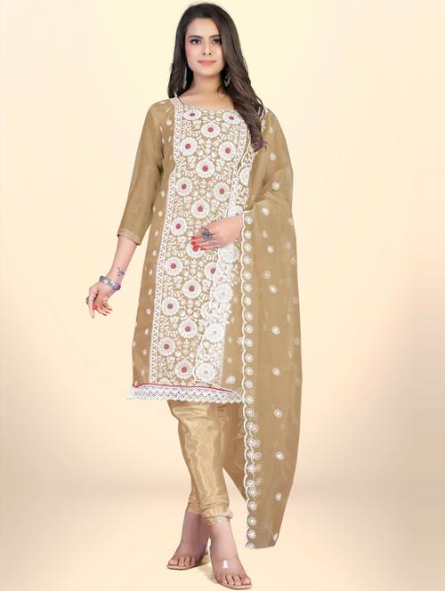 embroidered unstitched suit set - 20193486 - Very Small Image - 1
