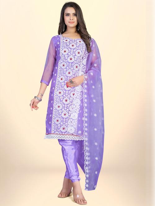 embroidered unstitched suit set - 20193487 - Very Small Image - 1