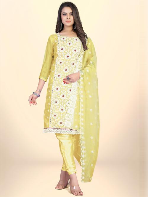 embroidered unstitched suit set - 20193491 - Very Small Image - 1
