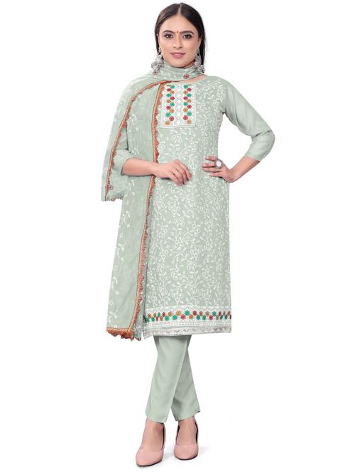 embroidered unstitched suit set - 20193517 - Very Small Image - 1